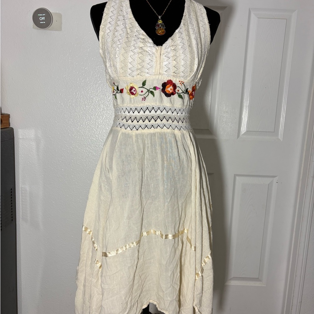 Embroidered Cream Dress